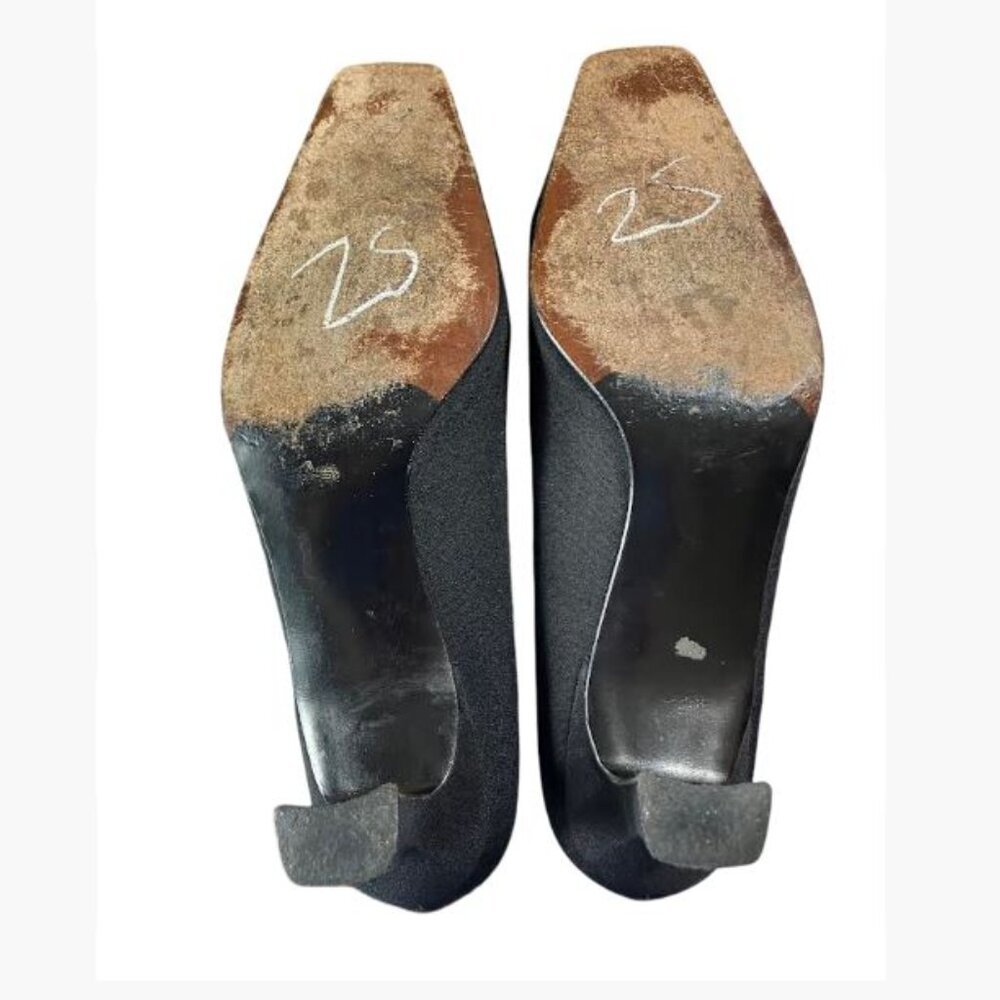 Stuart Weitzman Chisel Toe Black Fabric Pumps Cla… - image 11